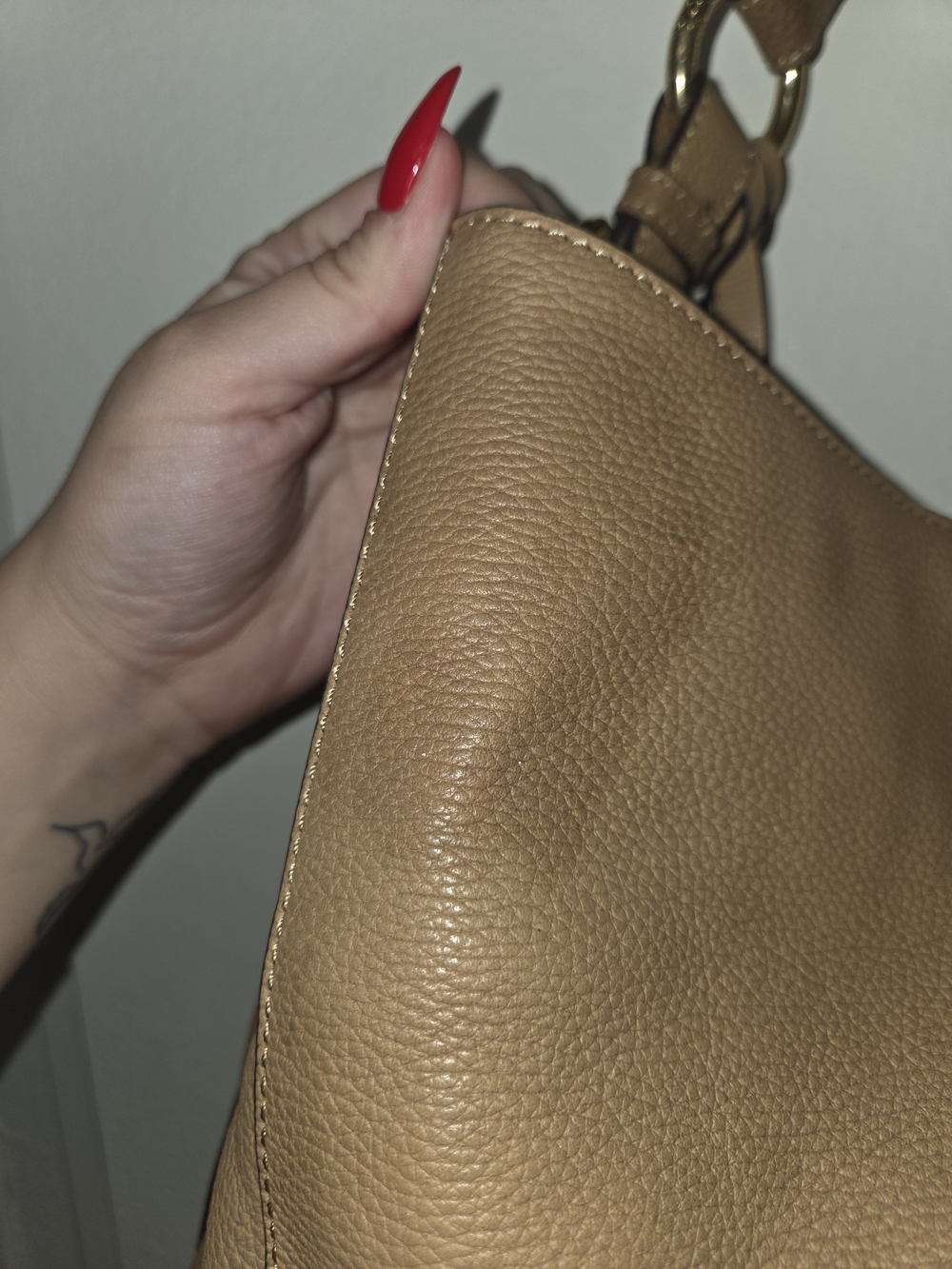 Vince Camuto Two-Tone Tan Leather & Suede Shoulder Hobo - Picture 3 of 5